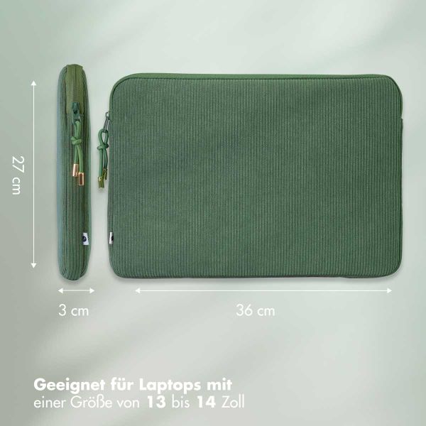 Selencia Cord Laptop Hülle 13-14 Zoll - Laptop Sleeve - Sage Green