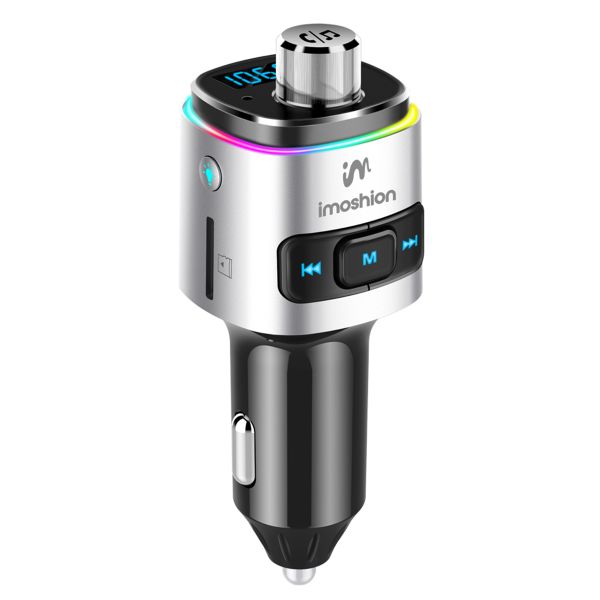 imoshion Bluetooth FM-Transmitter Auto - mit Power-Delivery-USB-C-Ladeport - Schwarz / Silber