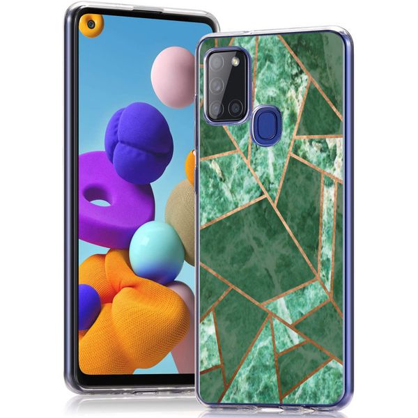 imoshion Design Hülle für das Samsung Galaxy A21s - Grafik-Kupfer / Grün