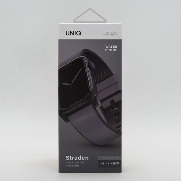 Uniq Straden Wasserdichtes Lederarmband für die Apple Watch Series 1 bis 10 / SE / Ultra (2) (44/45/46/49 mm) - Rhino Grey