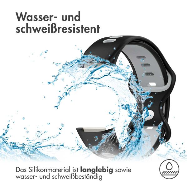 imoshion Silikonband Sport für das Fitbit Charge 5 / Charge 6 - Schwarz / Grau