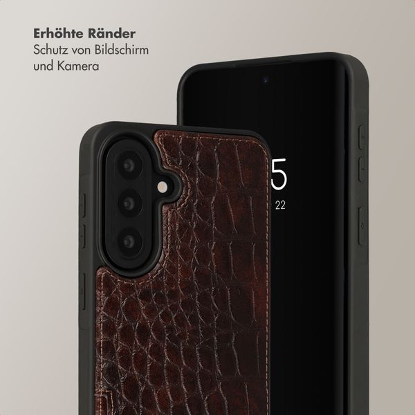 Selencia Nova Croco HandyHülle mit Kordel und Kartenhalter Samsung Galaxy A57 (5G) - Choco Brown