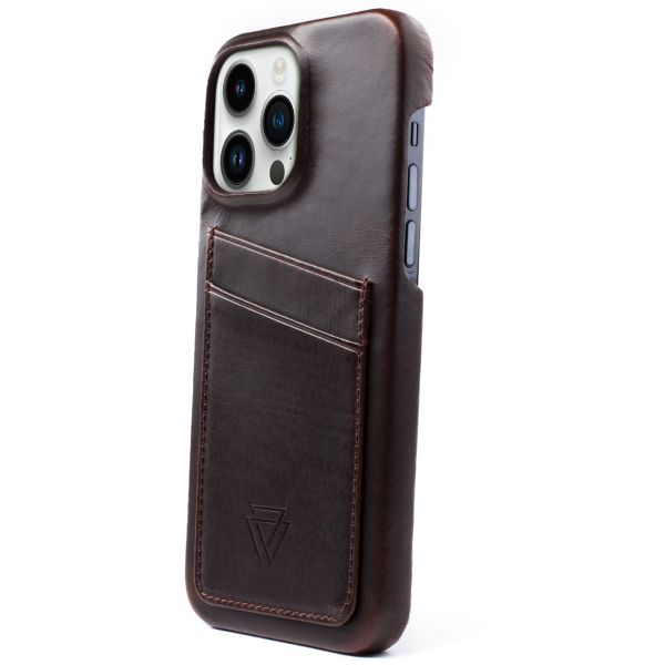 Wachikopa Full Wrap C.C. Back Cover mit 2 Kartenhaltern für das iPhone 14 Pro - Dark Brown