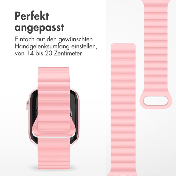 imoshion Silikon-Magnetarmband für die Apple Watch Apple Watch Series 1 bis 10 / SE / Ultra (2) (44/45/46/49 mm) - Rosa / Weiß