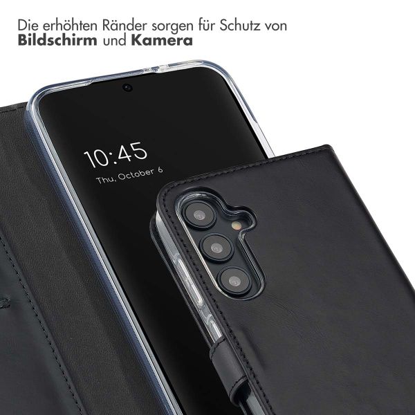 Selencia Echtleder Klapphülle für das Samsung Galaxy S24 FE - Schwarz