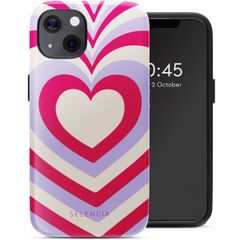 Selencia Vivid Tough Back Cover MagSafe für das iPhone 13 - Double Hearts Rubine Red Lilac