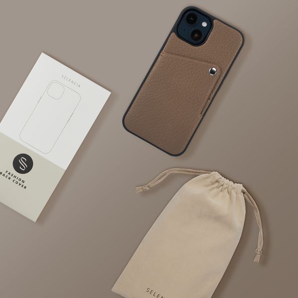 Selencia Riva Back Cover mit Kartenfach Apple iPhone 14 / 13 - Mocha Brown