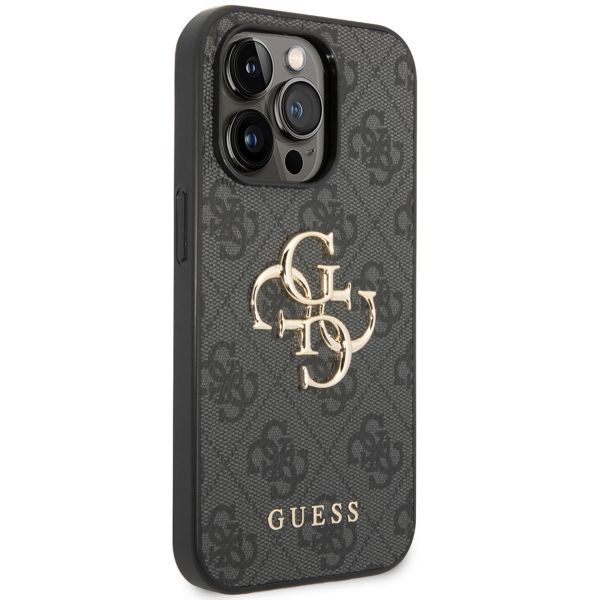 Guess 4G Metal Logo Back Cover für das iPhone 14 Pro Max - Grau