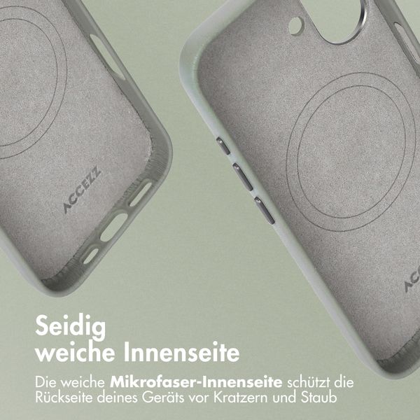 Accezz MagSafe Leather Backcover Apple iPhone 16 - Light Grey