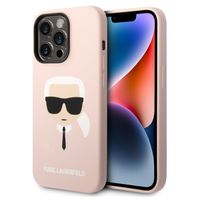 Karl Lagerfeld Karl's Head Liquid Silikonhülle MagSafe iPhone für das 14 Pro - Rosa