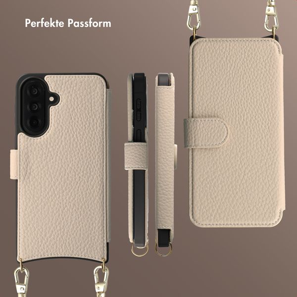 Selencia Riva Bookcase mit MagSafe und Handgelenkband Samsung Galaxy A37 (5G) - Beige