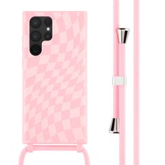 imoshion Silikonhülle design mit Band für das Samsung Galaxy S22 Ultra - Retro Pink