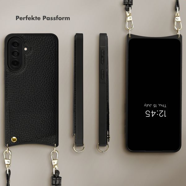 Selencia Nova HandyHülle mit Kordel und Kartenhalter Samsung Galaxy A37 (5G) - Schwarz