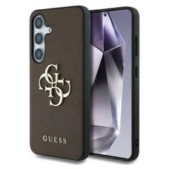 Guess 4G Metal Logo Saffiano Backcover Samsung Galaxy S25 - Braun
