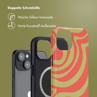 Selencia Vivid Tough Back Cover MagSafe für das iPhone 14 - Wavy Swirl Orange Fern