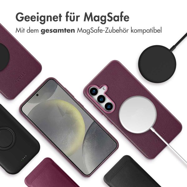 Accezz MagSafe Leather Backcover für das Samsung Galaxy S25 - Heath Purple