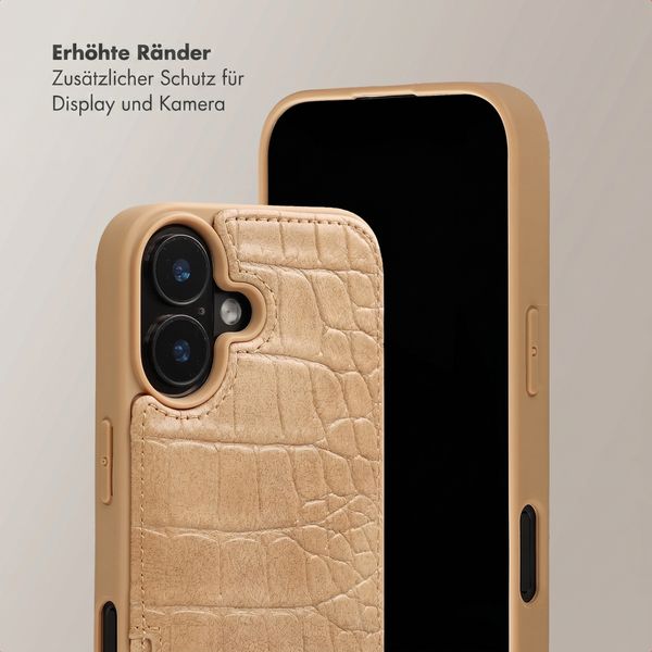 Selencia Nova Croco HandyHülle mit Kordel und Kartenhalter Apple iPhone 17 - Toasted Almond