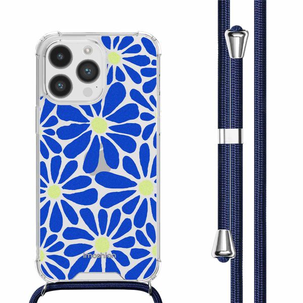 imoshion Design Hülle mit Band Apple iPhone 14 Pro - Cobalt Blue Flowers Connect