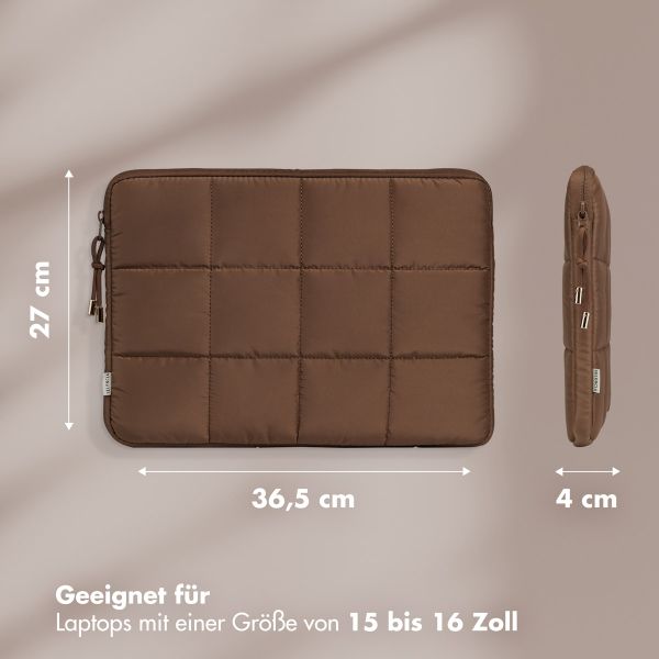Selencia Puffy Laptop Hülle 15-16 Zoll - Laptop Sleeve - Mocha Brown