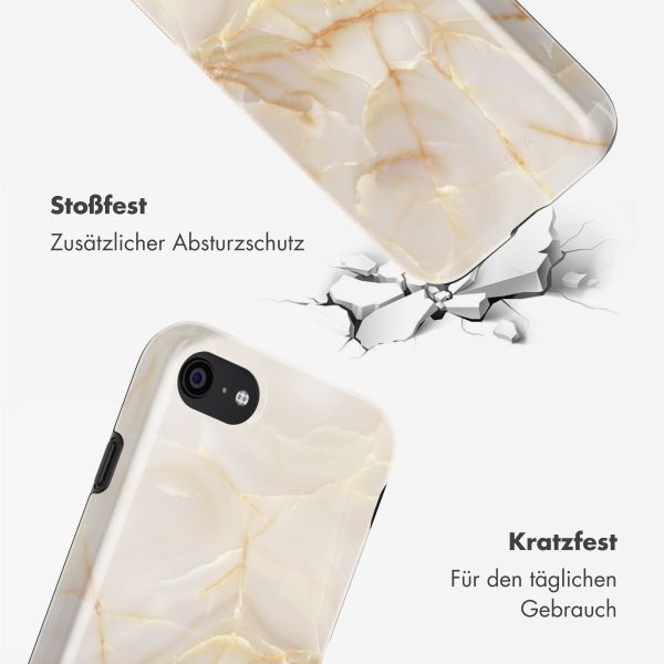 Selencia Vivid Tough Back Cover für das iPhone SE (2022 / 2020) / 8 / 7 - Golden Beige Marble