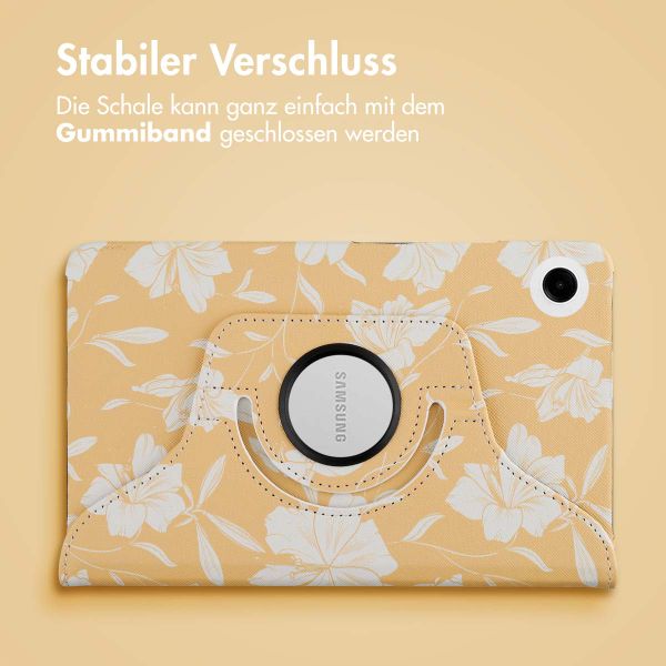 imoshion 360° drehbare Design Klapphülle für das Samsung Galaxy Tab A9 8.7 Zoll - Yellow Flowers