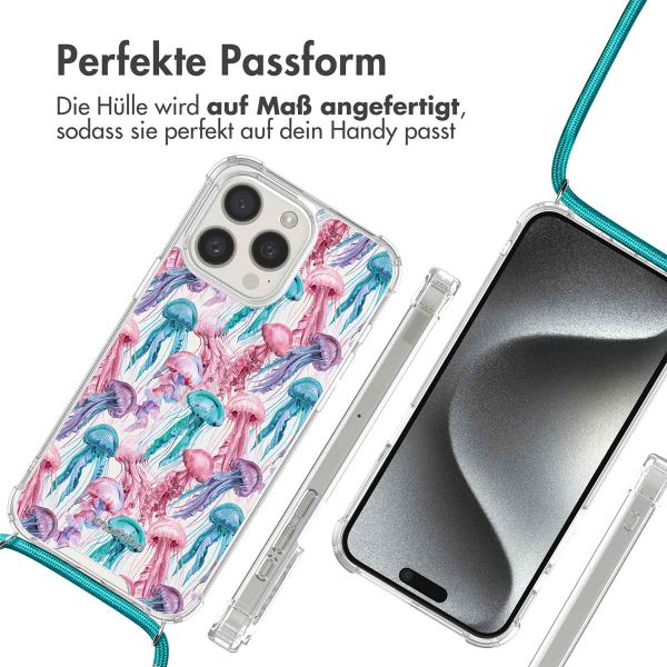 imoshion Design Hülle mit Band Apple iPhone 15 Pro Max - Jellyfish Watercolor