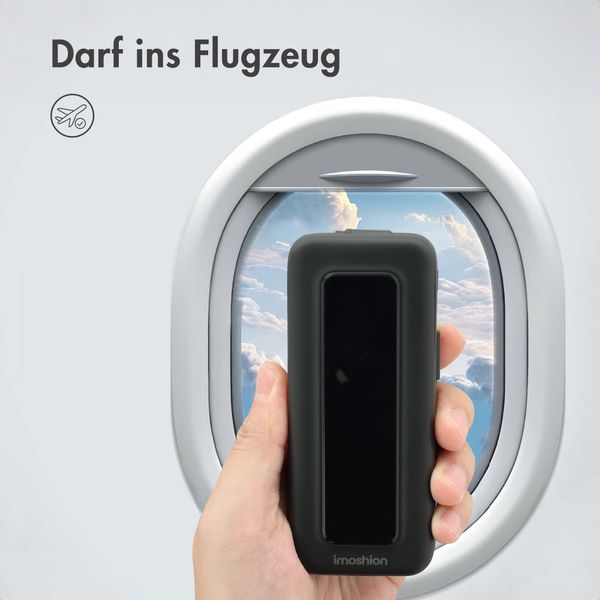 imoshion Powerbank mit ausziehbarem Kabel 10.000 mAh - Power Delivery - USB-C + Lightning - Schwarz