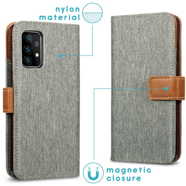 imoshion Luxuriöse Canvas-Klapphülle Samsung Galaxy A72 - Grau