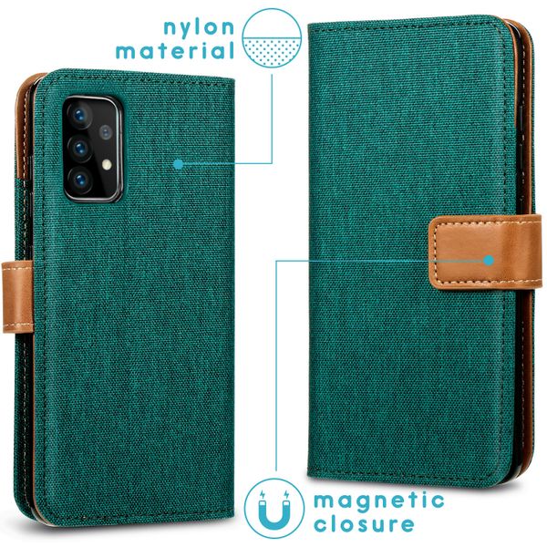 imoshion Luxuriöse Canvas-Klapphülle Samsung Galaxy A72 - Grün