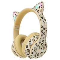 imoshion Special Edition - Kabellose Kinderkopfhörer mit Leopardenmuster LED Light Cat Ear - Dezibelbegrenzer - Mit AUX-kabel - Leopard