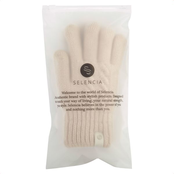 Selencia Touchscreen-Handschuhe mit Woll-Optik - Damen - Größe M - Beige