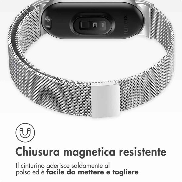 imoshion Magnetisches Milanaise Armband für das  Xiaomi Smart Band 8 / 9 - Silber
