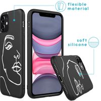 imoshion Design Hülle iPhone 11 - Abstraktes Gesicht - Weiß / Schwarz