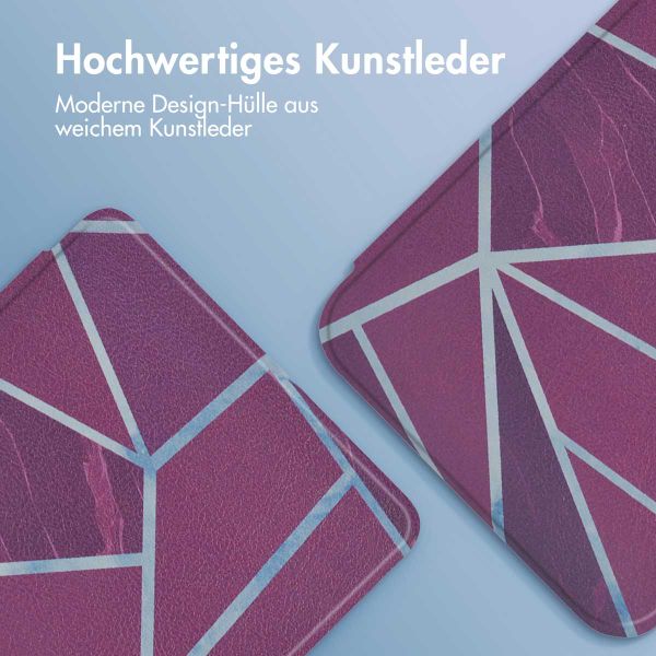 imoshion Design Slim Hard Case Sleepcover mit Stand für das Kobo Libra Colour / Tolino Vision Color - Bordeaux Graphic