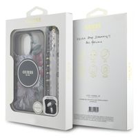 Guess MagSafe IML Flowers Case mit Beads Strap Apple iPhone 16 Pro Max - Schwarz