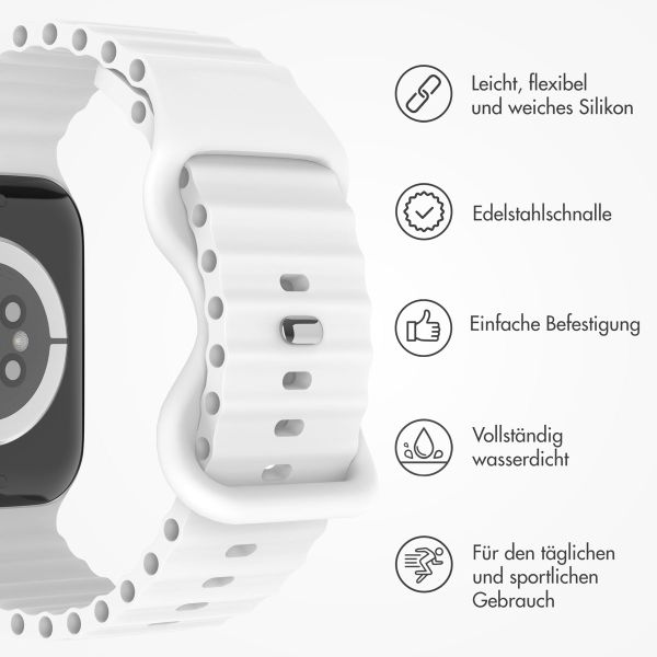 imoshion Athletisches Silikonarmband für die Apple Watch Series 1 bis 10 / SE / Ultra (2) (44/45/46/49 mm) - Weiß