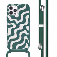 imoshion Silikonhülle design mit Band für das Apple iPhone 12 (Pro) - Petrol Green Groovy