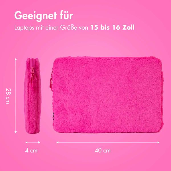 imoshion Fluffy Laptop Hülle 15-16 Zoll - Laptop Sleeve - Hot Pink