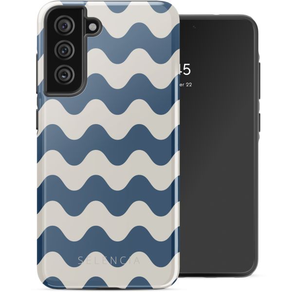 Selencia Vivid Tough Back Cover für das Samsung Galaxy S21 FE - Wave Vibes Classic Blue