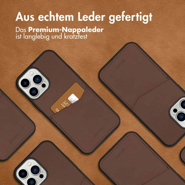 Accezz Premium Leather Card Slot Back Cover Apple iPhone 13 Pro Max - Braun