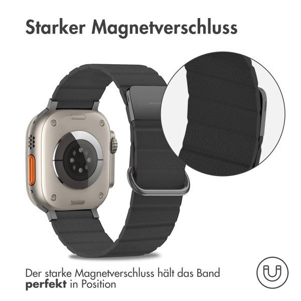 imoshion Magnetlederarmband für Apple Watch Series 1 - 11 / SE / Ultra (44/45/46/49 mm) - Schwarz