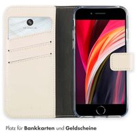 Selencia Echtleder Klapphülle für das voor iPhone SE (2022 / 2020) / 8 / 7 / 6(s) - Greige