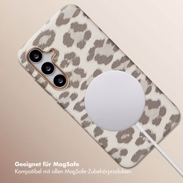 Selencia Sabi Backcover Leopardenmuster mit MagSafe Samsung Galaxy S24 - Soft Ivory