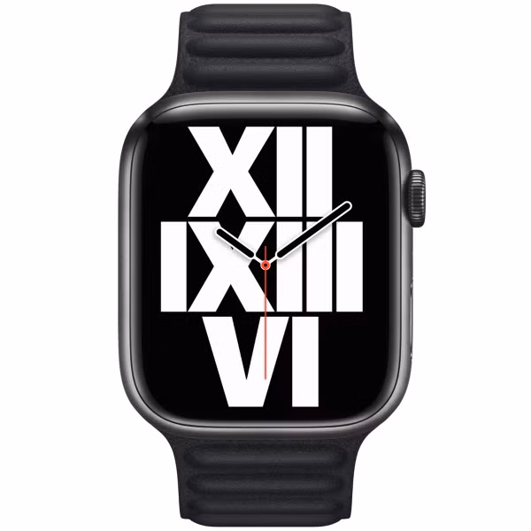 Apple Leather Link Armband für  Apple Watch Series 1 t/m 11 / SE / Ultra (44/45/46/49 mm) - Größe M/L - Midnight