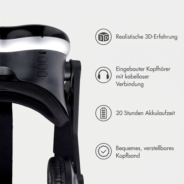 imoshion Virtual-Reality-Brille mit Bluetooth-Kopfhörern - Schwarz