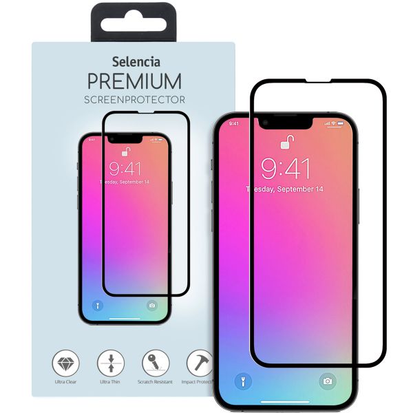 Selencia Premium Screen Protector aus gehärtetem Glas für das iPhone 13 / 13 Pro / 14 - Schwarz