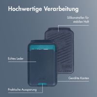 Accezz Magnetische Leder-Wallet mit Standfunktion - Geeignet für Apple Find My - Nightfall Blue