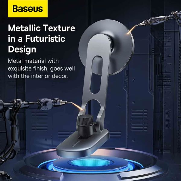 Baseus T-Space Series Magnetische Handyhalterung Auto – Armaturenbrett und Mittelkonsole – MagSafe – Frost Silver