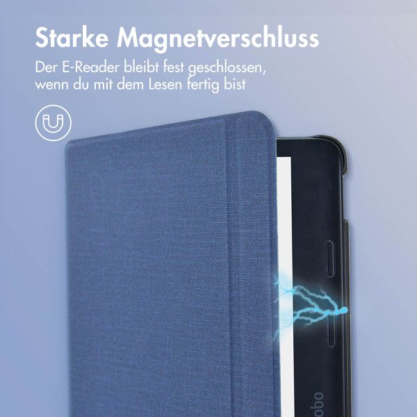 imoshion Canvas Sleepcover Klapphülle mit Stand für das Kobo Libra 2 / Tolino Vision 6 - Dunkelblau