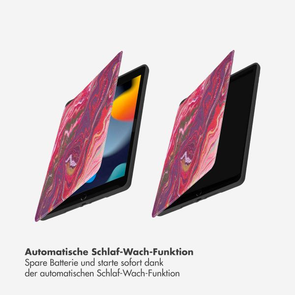 Selencia Vivid Klapphülle Apple iPad 9 (2021) 10.2 Zoll / iPad 8 (2020) 10.2 Zoll / iPad 7 (2019) 10.2 Zoll - Marble Plum